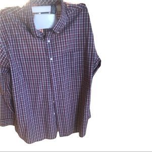 Van Heusen wrinkle free red plaid long sleeve Xl 17 -17 1/2  button down shirt